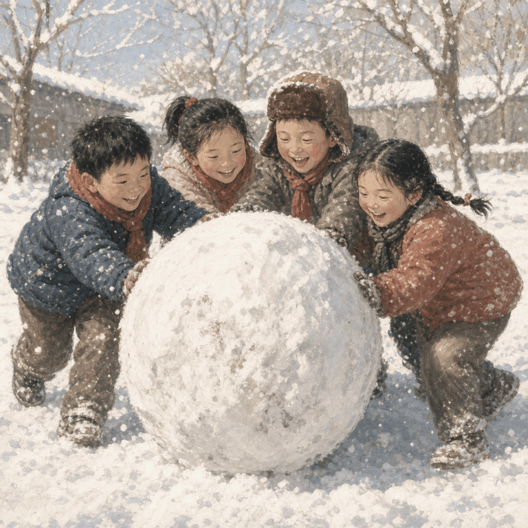 雪地滚雪球童年记忆头像
