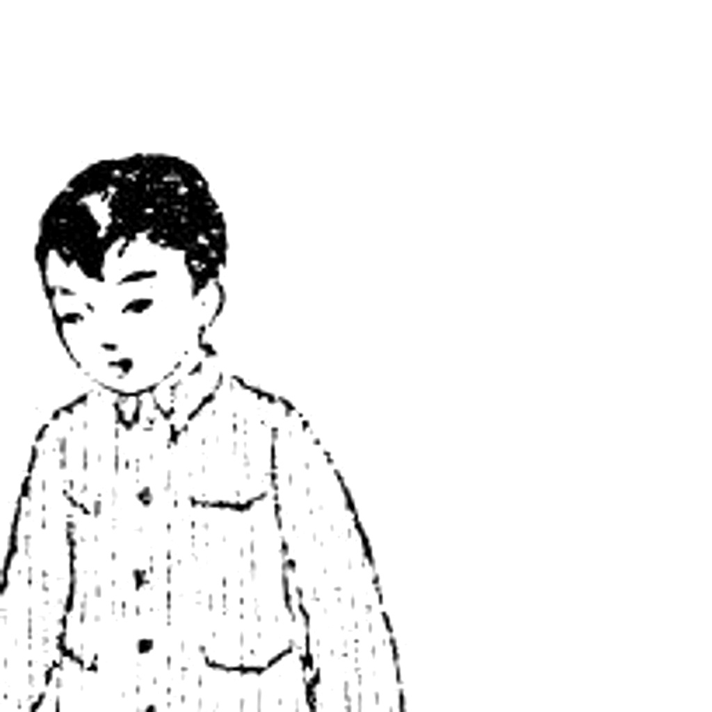 老课本线稿短衫男孩怀旧头像